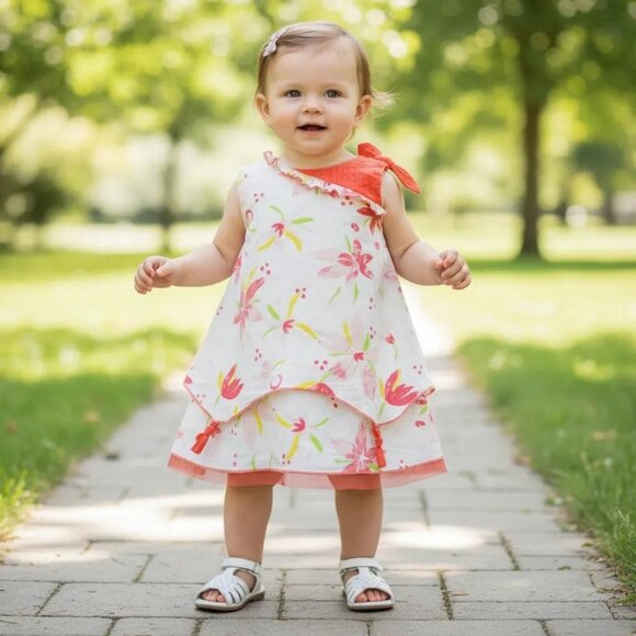 Peluche & Tartine Floral Layered Dress 24 Months - Picture 1 of 9